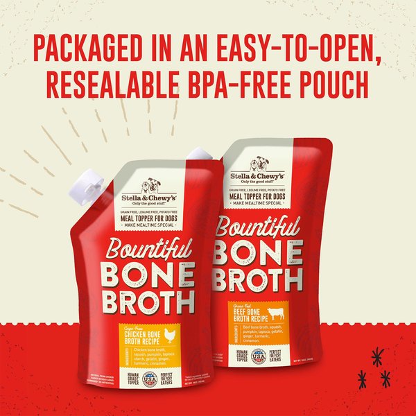 Stella & Chewy's Bountiful Bone Broth Grass-Fed Beef Recipe Meal Dog Food Topper, 16-oz pouch