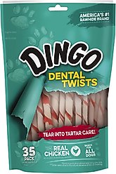Dingo Dental Twists for Total Care Chicken Dog Treats, 35 count