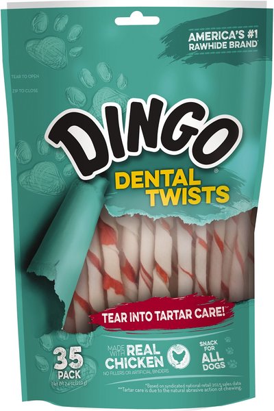 Dingo Dental Twists for Total Care Chicken Dog Treats, 35 count slide 1 of 7