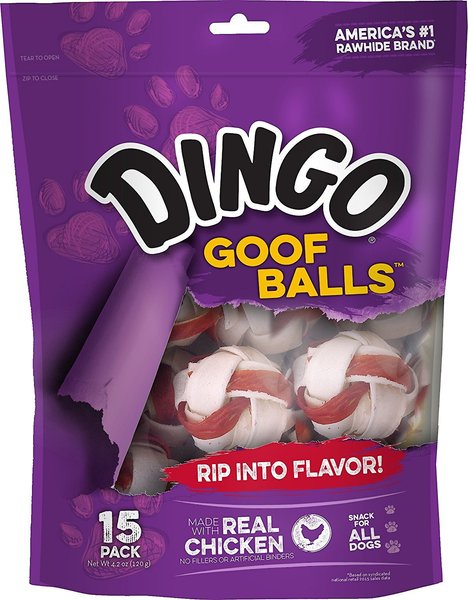 Dingo Small Goof Balls Chicken Flavored Dog Rawhide Treats, 15 count slide 1 of 6