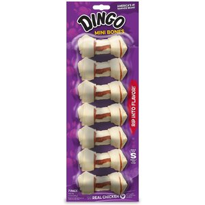 Dingo Mini Meat in the Middle Dog Rawhide Chews, 7 count