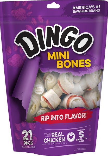 Dingo Mini Meat in the Middle Dog Rawhide Chews, 21 count slide 1 of 9