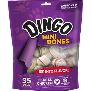 Dingo Mini Meat in the Middle Dog Rawhide Chews, 35 count