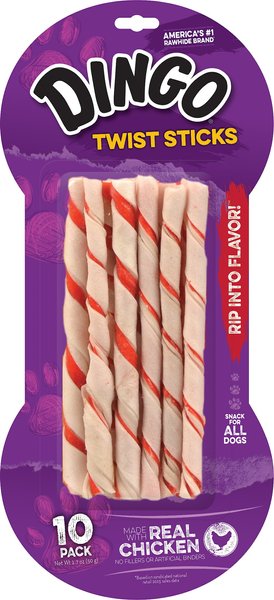 Dingo Twist Sticks Chicken in the Middle Dog Rawhide Treats, 10 count slide 1 of 7