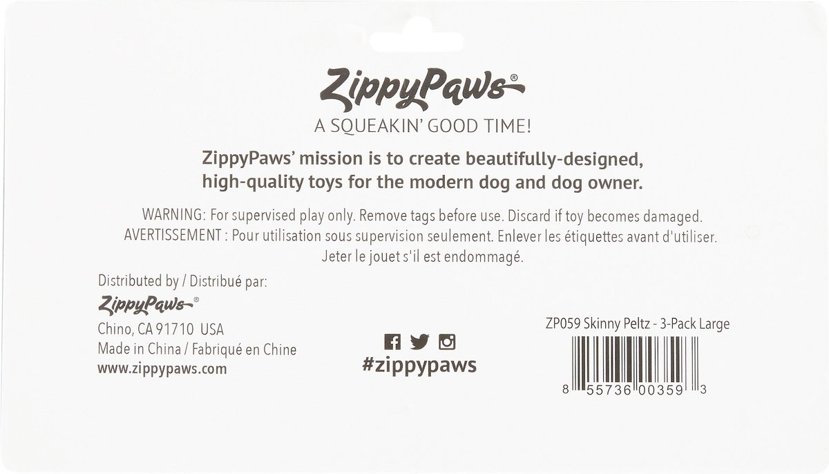 Zippypaws skinny peltz no stuffing squeaky plush dog toys sale