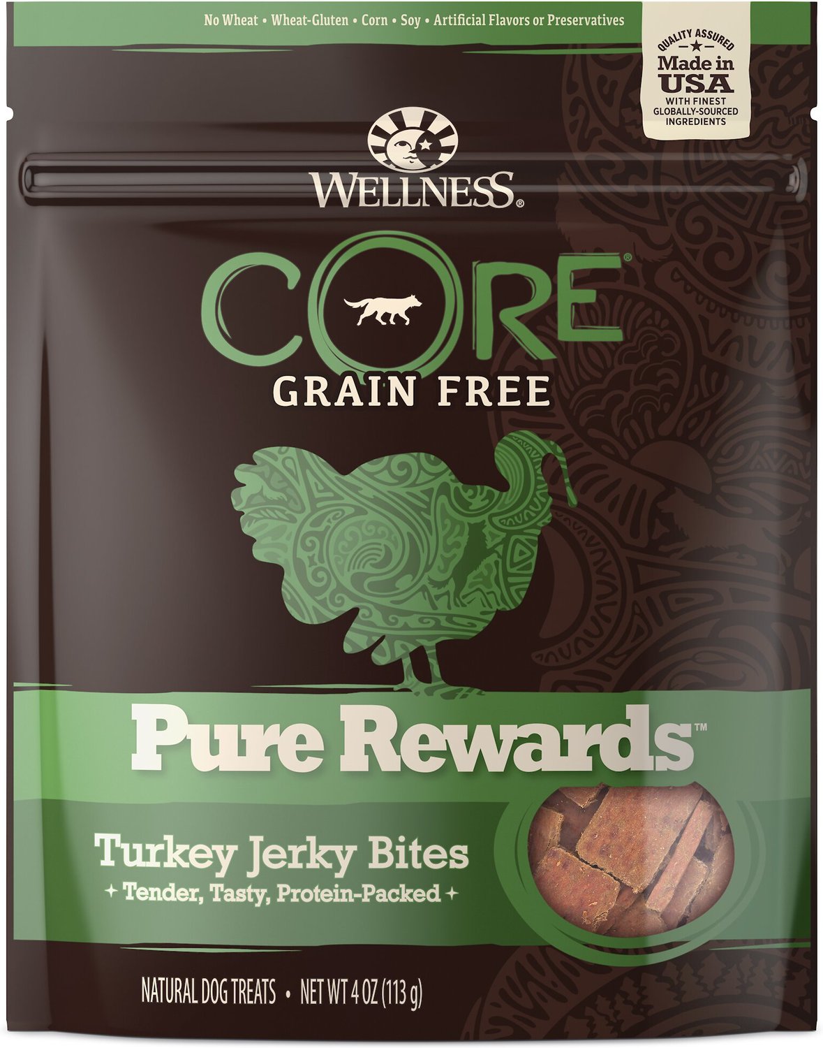 WELLNESS CORE Pure Rewards Turkey GrainFree Jerky Bites Dog Treats, 4