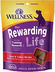 Wellness Rewarding Life Beef & Turkey Grain-Free Soft & Chewy Natural Dog Treats, 6-oz bag