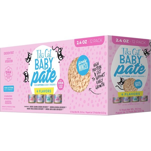 TIKI CAT Baby Variety Pack Pate Grain-Free Wet Kitten Food, 2.4-oz can ...