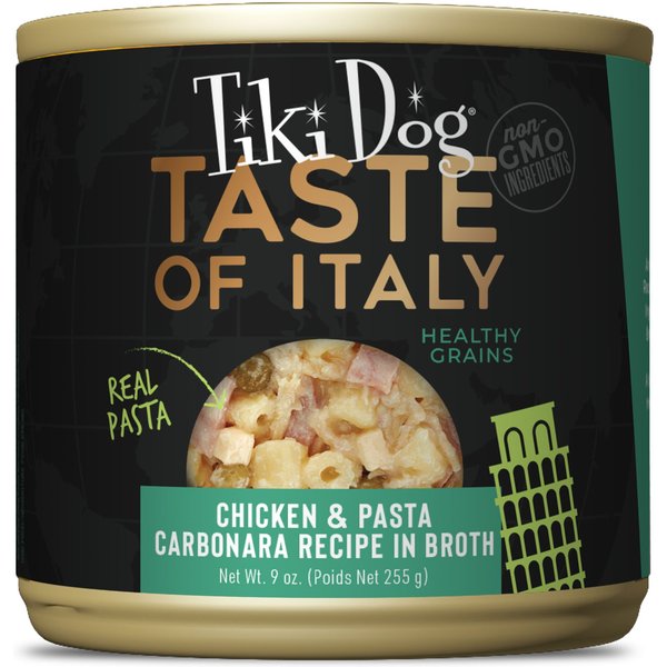 Tiki Dog Taste of Italy! Grain-Free Chicken & Pasta Carbonara Chunks in Gravy Canned Dog Food, 12-oz, case of 8