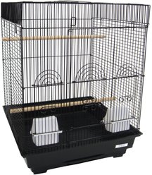 YML Flat Top Two Door Small Bird Cage, Black