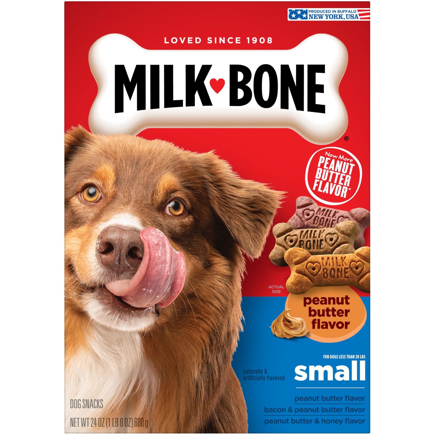 MILK-BONE Small Peanut Butter Flavor Variety Dog Treats, 24-oz box