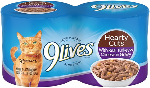 9Lives Cat Food with Real Turkey Cheese in Gravy Hearty Cuts