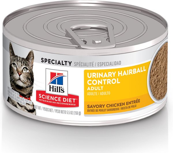 Hill's Science Diet Adult Urinary Hairball Control Savory Chicken Entree Canned Cat Food, 5.5-oz, case of 24 slide 1 of 10