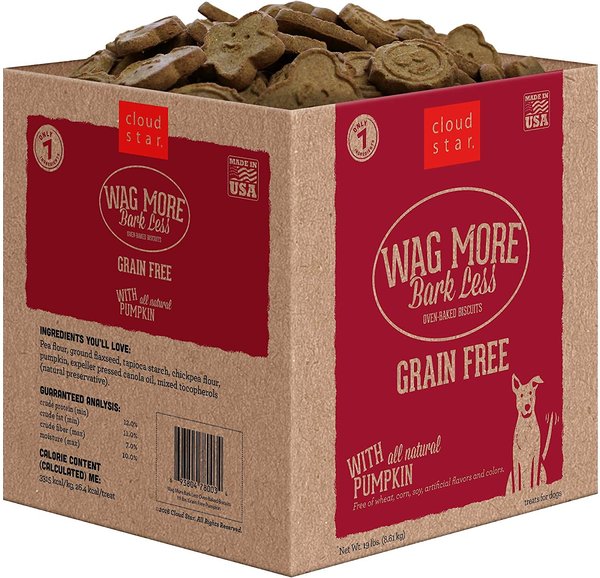 Cloud Star Wag More Bark Less Grain-Free Oven Baked with Pumpkin Dog Treats, 19-lb box slide 1 of 5