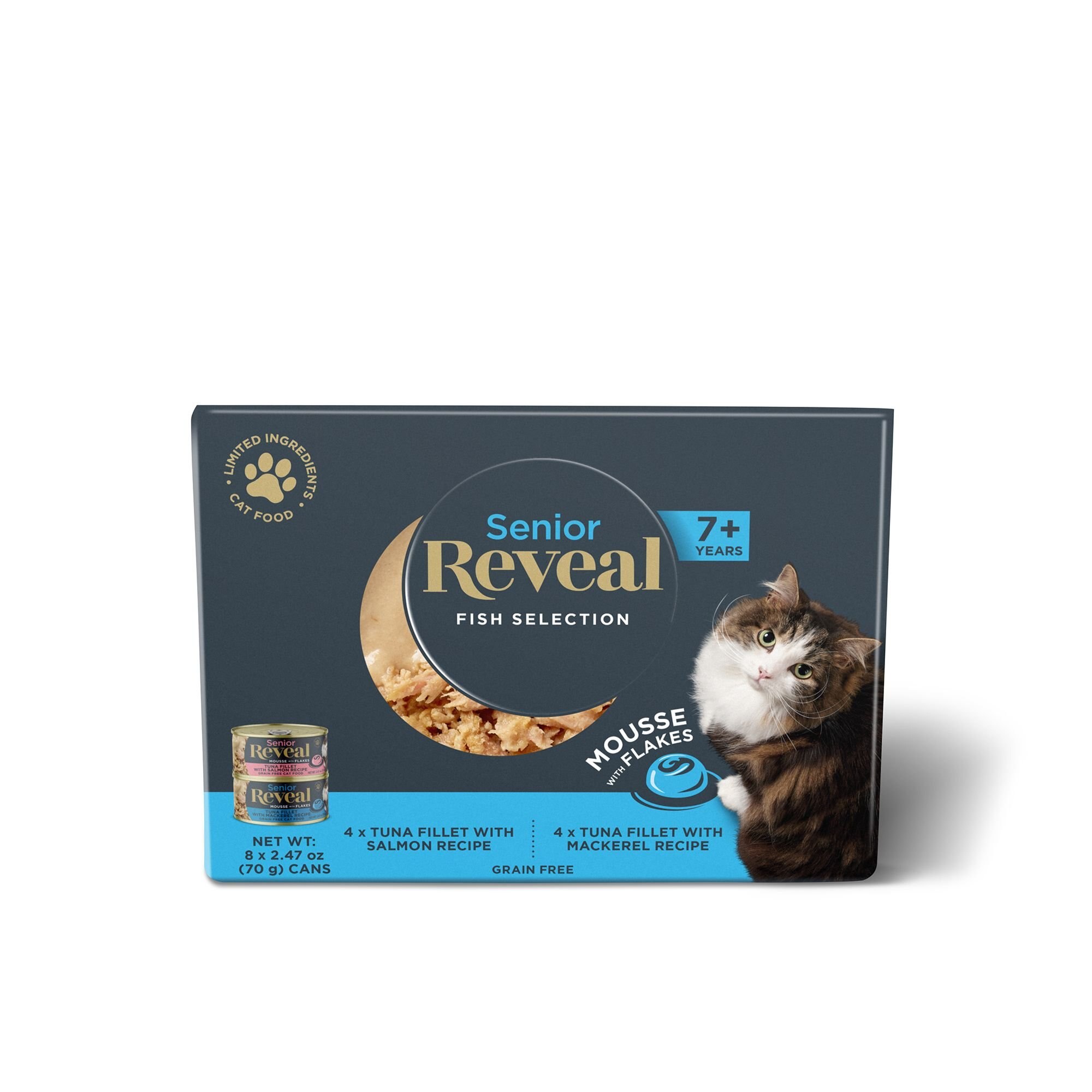 REVEAL Fish Selection Mousse with Flakes GrainFree Wet Senior Cat Food
