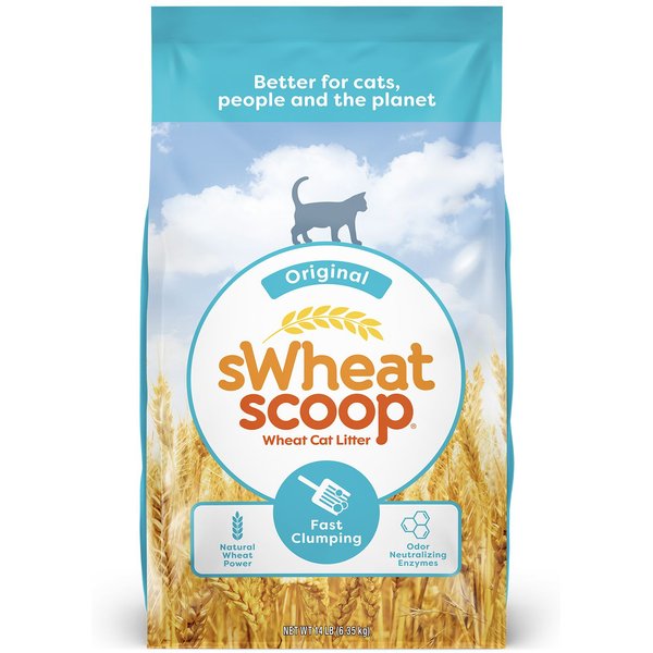 SWHEAT SCOOP Original Natural Clumping Wheat Cat Litter, 14lb bag