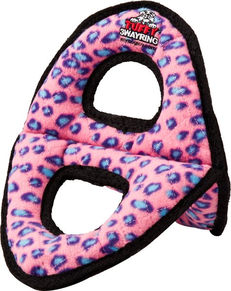 Tuffy's Ultimate 3-Way Ring Squeaky Plush Dog Toy, Pink Leopard slide 1 of 7