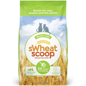 sWheat Scoop Multi-Cat Natural Clumping Wheat Cat Litter, 14-lb bag