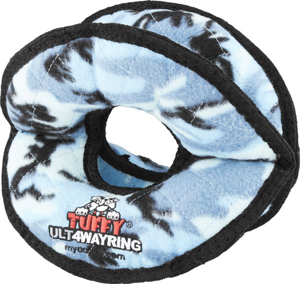 Tuffy's Ultimate 4-Way Ring Squeaky Plush Dog Toy, Camo Blue slide 1 of 7