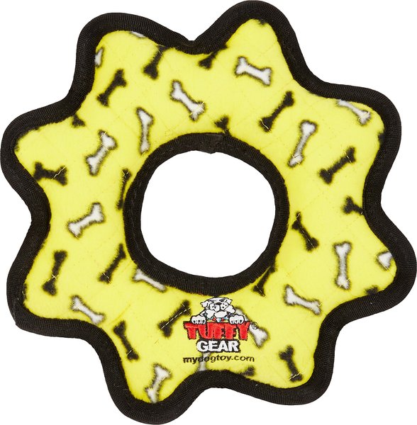Tuffy's Ultimate Gear Ring Squeaky Plush Dog Toy, Yellow Bones slide 1 of 8