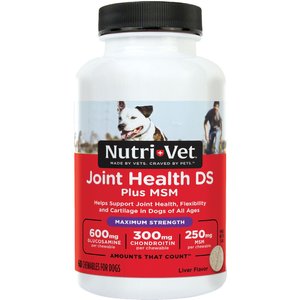Nutri-Vet Joint Health DS Plus MSM Maximum Strength Chewable Tablets Joint Supplement for Dogs, 60 count