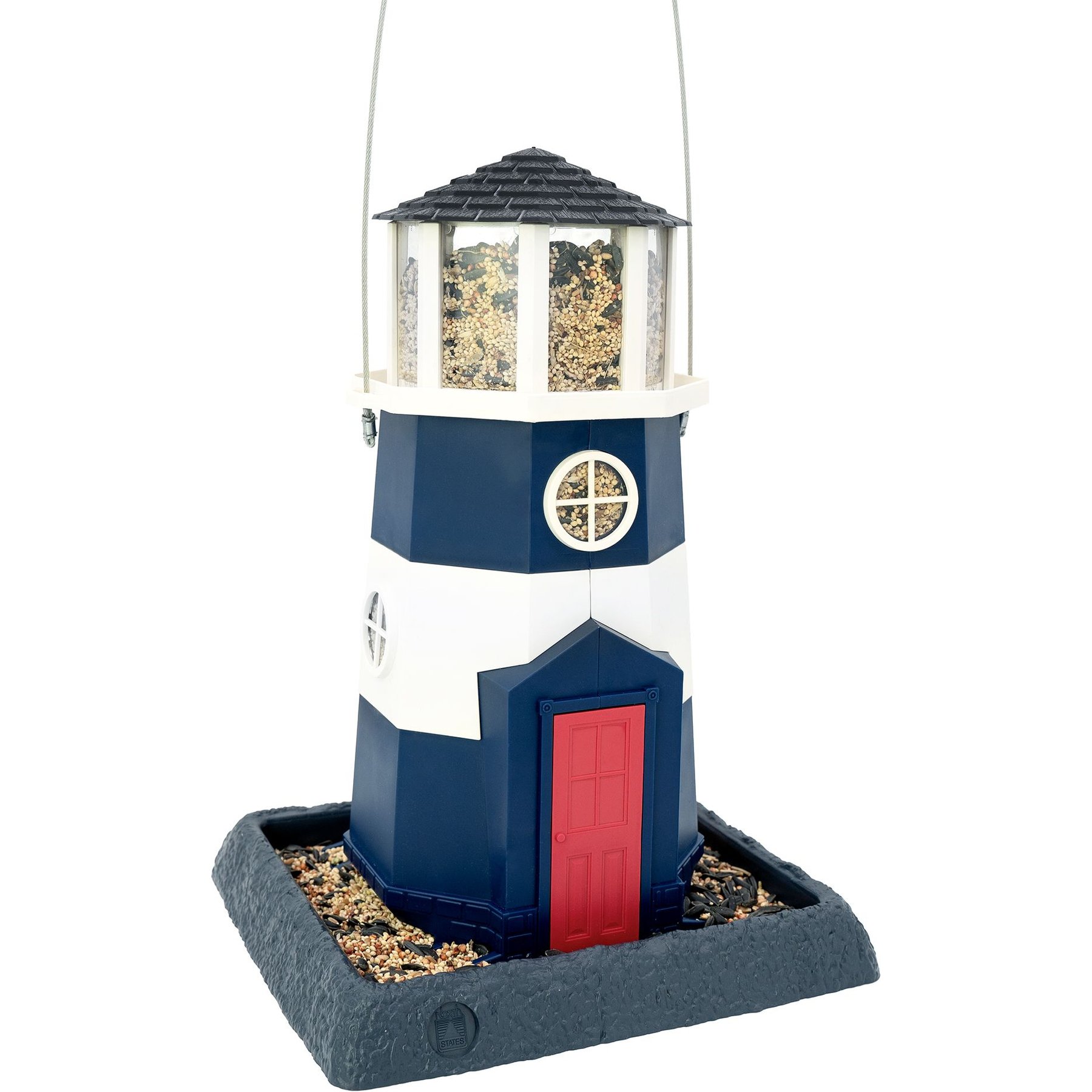 North States Large Nautical Navy Lighthouse Birdfeeder, Navy Blue, 8-lb