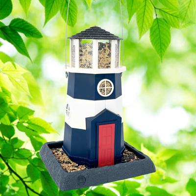 Show full view: North States Large Nautical Navy Lighthouse Birdfeeder, Navy Blue, 8-lb slide 2 of 8