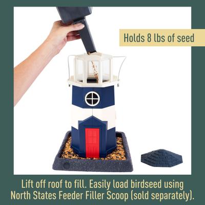 Show full view: North States Large Nautical Navy Lighthouse Birdfeeder, Navy Blue, 8-lb slide 4 of 8