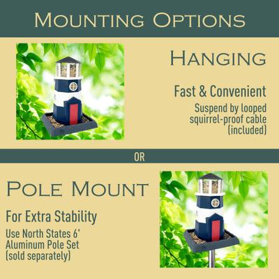 Show full view: North States Large Nautical Navy Lighthouse Birdfeeder, Navy Blue, 8-lb slide 6 of 8