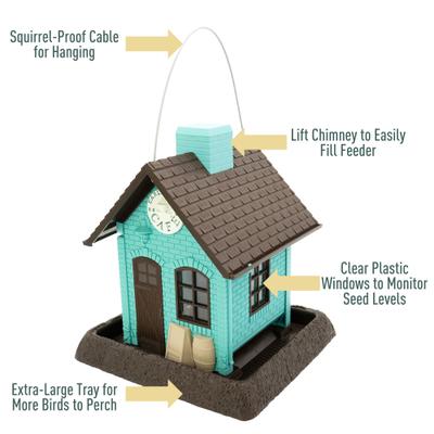 Show full view: North States Early Bird Cafe Birdfeeder, Teal, 5-lb slide 3 of 8