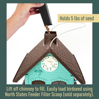 Show full view: North States Early Bird Cafe Birdfeeder, Teal, 5-lb slide 4 of 8