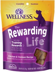 Wellness Rewarding Life Chicken & Venison Grain-Free Soft & Chewy Dog Treats, 6-oz bag