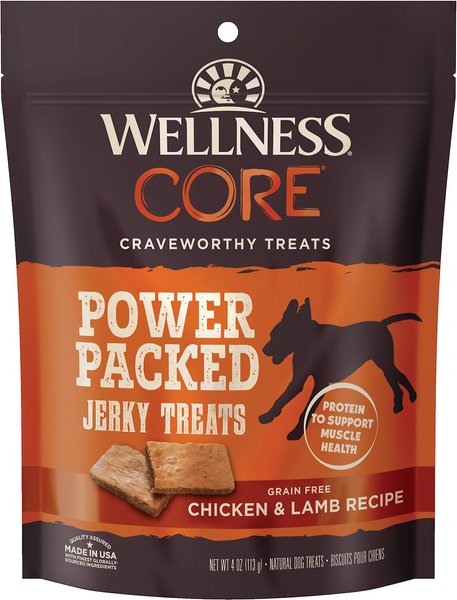 Wellness CORE Power Packed Chicken Grain Free Jerky Dog Treats, 4-oz bag slide 1 of 10
