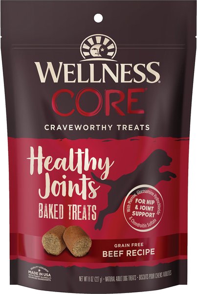 Wellness CORE Healthy Joints Beef Grain-Free Crunchy Dog Treats, 8-oz bag slide 1 of 10