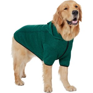 Frisco Full Zip Dog & Cat Sweater Fleece Hoodie, Green, XX-Large