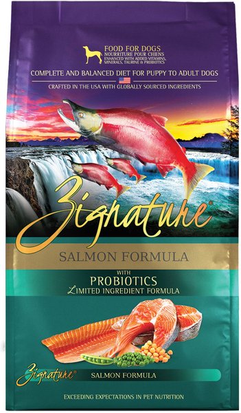 Zignature Salmon Limited Ingredient Formula With Probiotics Dry Dog Food, 12.5-lb bag slide 1 of 10