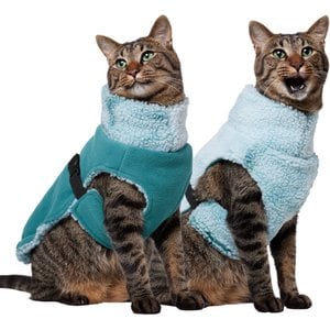 Frisco Mediumweight Reversible Two-Tone Fleece and Sherpa Dog & Cat Vest, Teal, Small