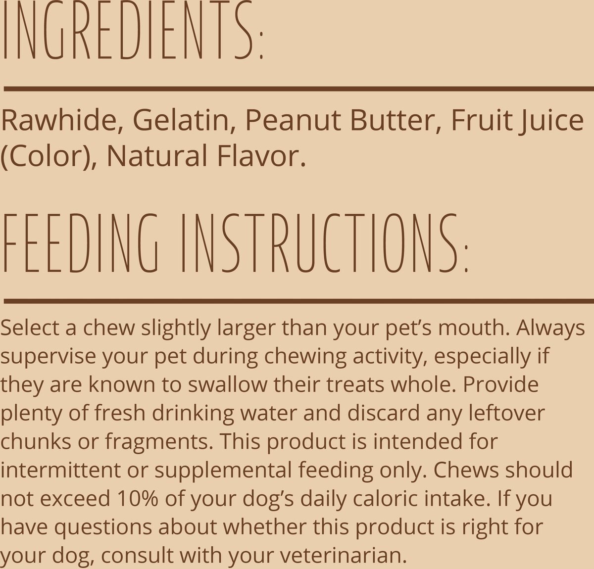 BETTER BELLY Highly Digestible Small Rolls Real Peanut Butter Rawhide