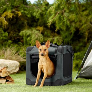 Frisco Dog & Small Pet indoor & Outdoor 3-Door Collapsible Soft -Sided Crate, Dark Gray, 21 inch