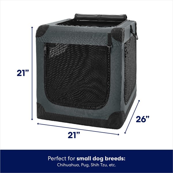 FRISCO Dog Small Pet Indoor Outdoor 3 Door Collapsible Soft Sided Crate Dark Gray S 26 in L x 21 in W x 21 in H Chewy