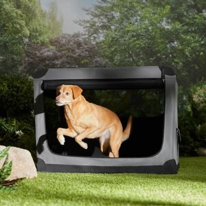 Frisco Dog & Small Pet indoor & Outdoor 3-Door Collapsible Soft -Sided Crate, Dark Gray, 42 inch
