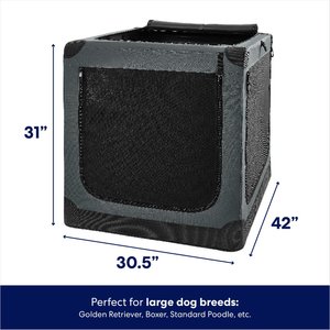 Frisco Dog & Small Pet Indoor & Outdoor 3-Door Collapsible Soft-Sided Crate, Dark Gray, L: 42-in L x 30-in W 31-in H