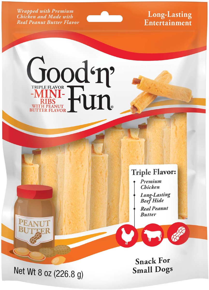 GOOD 'N' FUN LongLasting Triple Flavor Mini Ribs Beef, Chicken