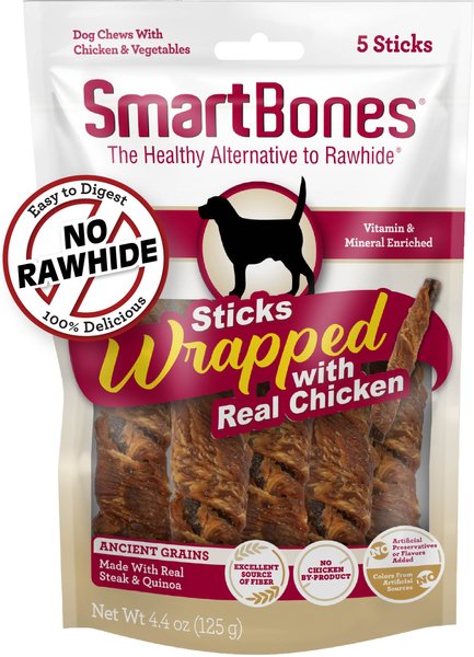 SmartBones Steak & Quinoa Sticks Wrapped with Real Chicken Rawhide-Free Dogs Chews, 5 count