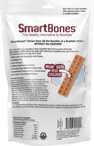SmartBones Bake Shop Easily Digestible Chicken Waffle Stick Dog Chews, 4 count
