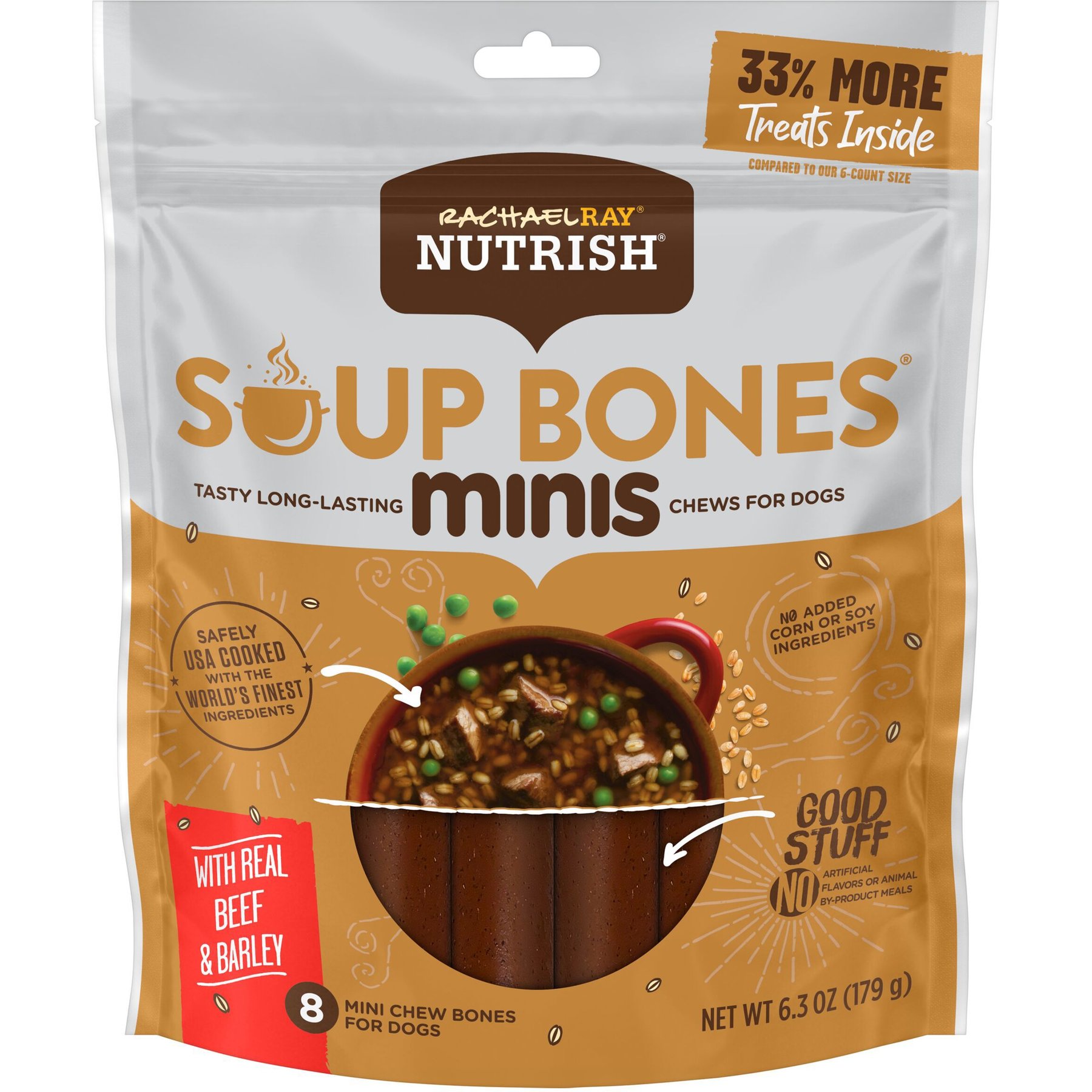 RACHAEL RAY NUTRISH Soup Bones Minis Chews with Real Beef & Barleys Dog