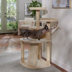Frisco 48-in Faux Fur Cat Tree & Condo, Cream