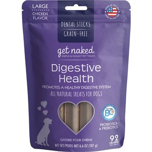 Get Naked Digestive Health Grain-Free Dental Stick Dog Treats, 6 count, Large