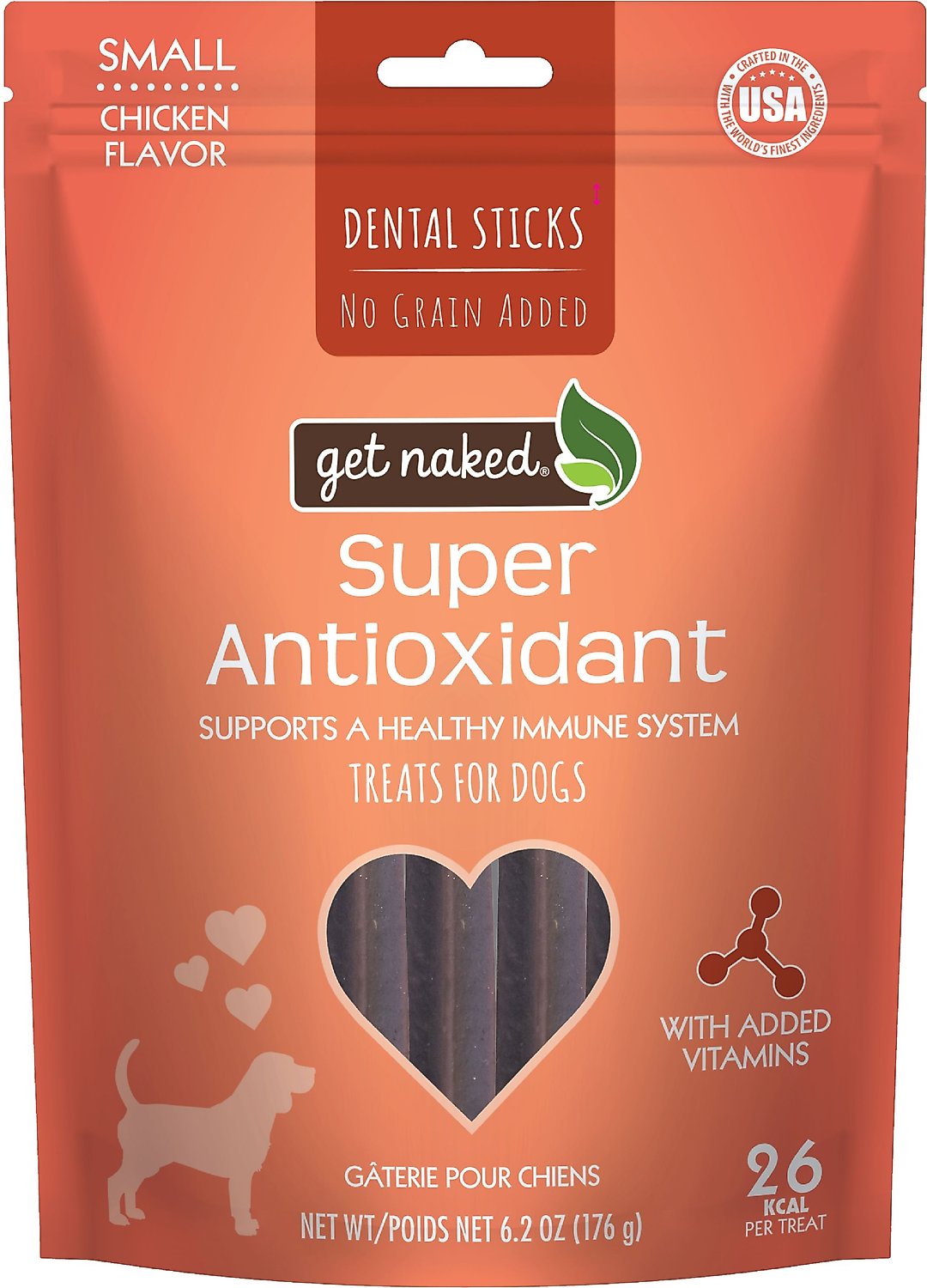 Large Get Naked Grain Free 1 Pouch 6.6 Oz Joint Health Dental Chew Sticks 