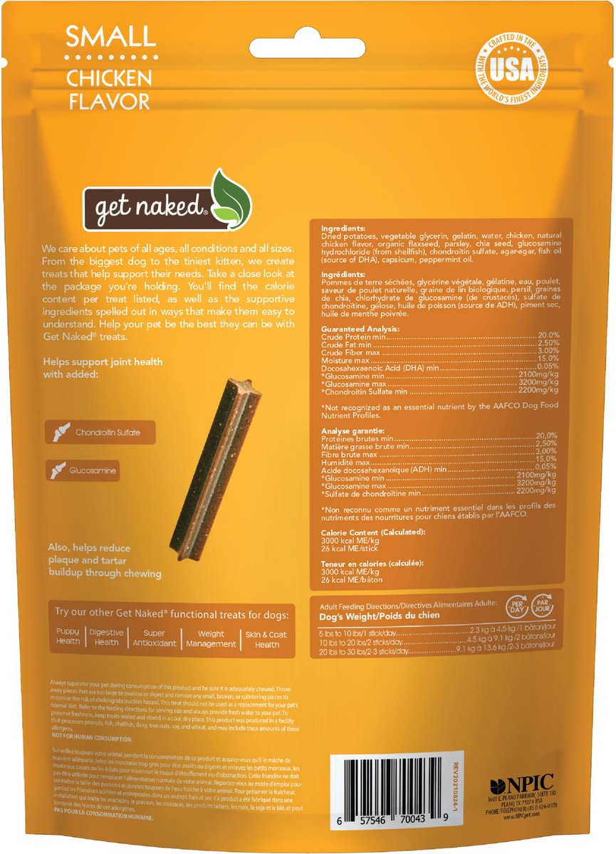 Get Naked Premium Joint Care Chicken & Salmon Flavor Grain-Free Dog Treats, 7 count
